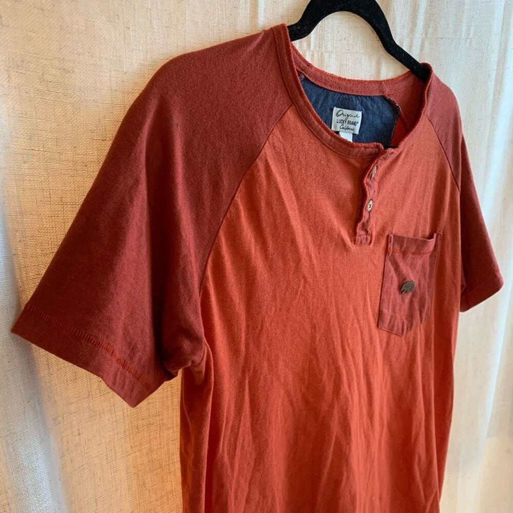 Lucky Brand Youth Boys Size XL Orange Button Down Short Sleeve T-Shirt - Picture 3 of 10